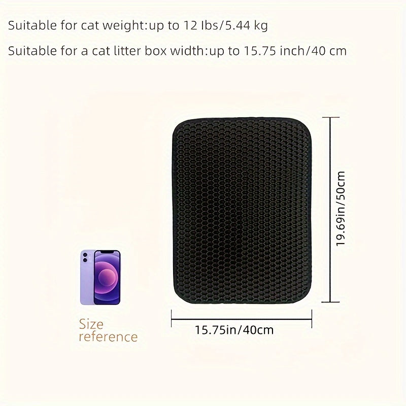 Cat Litter Mat, Beautiful Honeycomb Cat Litter Box Catcher Pad, Suitable for Cats, Odor Control Double Layer, Urine Waterproof, Washable, Phthalate-Free