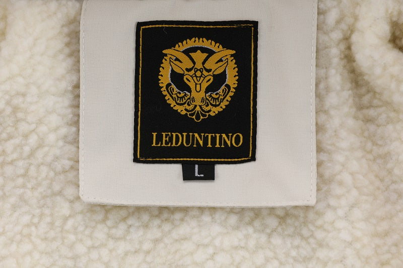 Men'S Winter Windbreaker Jacket with Lamb Fur Collar, Polyester 100% Windproof Zippered Sports Jacket, Alphabet Pattern, Regular Sleeve, Casual Outdoor Wear, H Fit, 150g/m² Fabric Weight