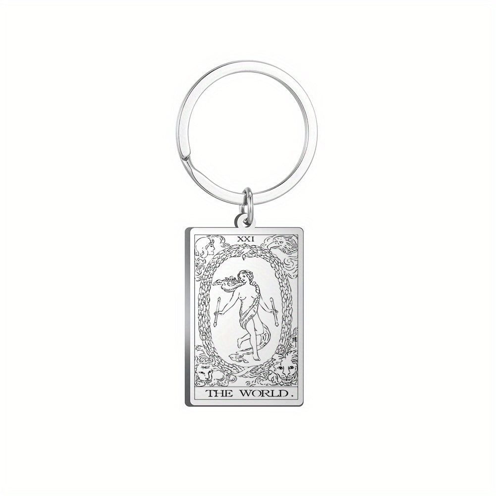Vintage Stainless Steel Major Arcana Tarot Pendant Keychain - Powerful Divination Tool and Fashion Accessory