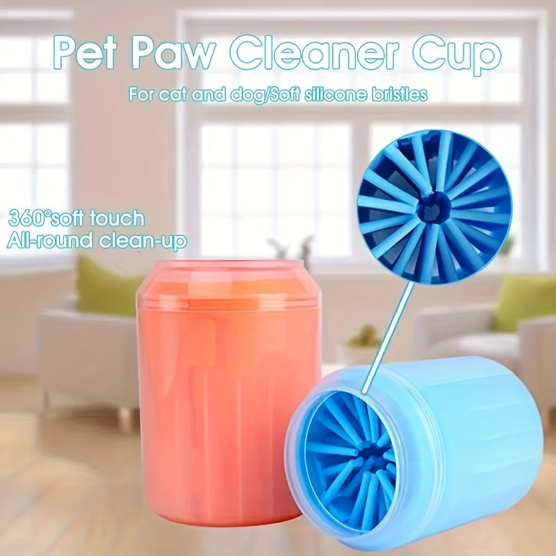 Portable Soft Silicone Pet Paw Cleaner Cup with Brush - Turquoise & Black Dog & Cat Paws Washing Cup, Non-Slip Base, Easy-Clean Durable Design for Indoor/ Use, Dirt & Debris Remover for Paws Before/After Walks, Dog Grooming,