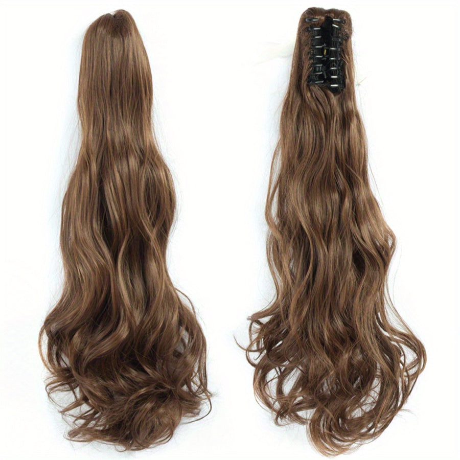 Long Wavy Ponytail Extensions - 22 Inch Claw Clip In Synthetic Hair Piece For Women - Add Volume And Style To Your Hair Halloween Christmas