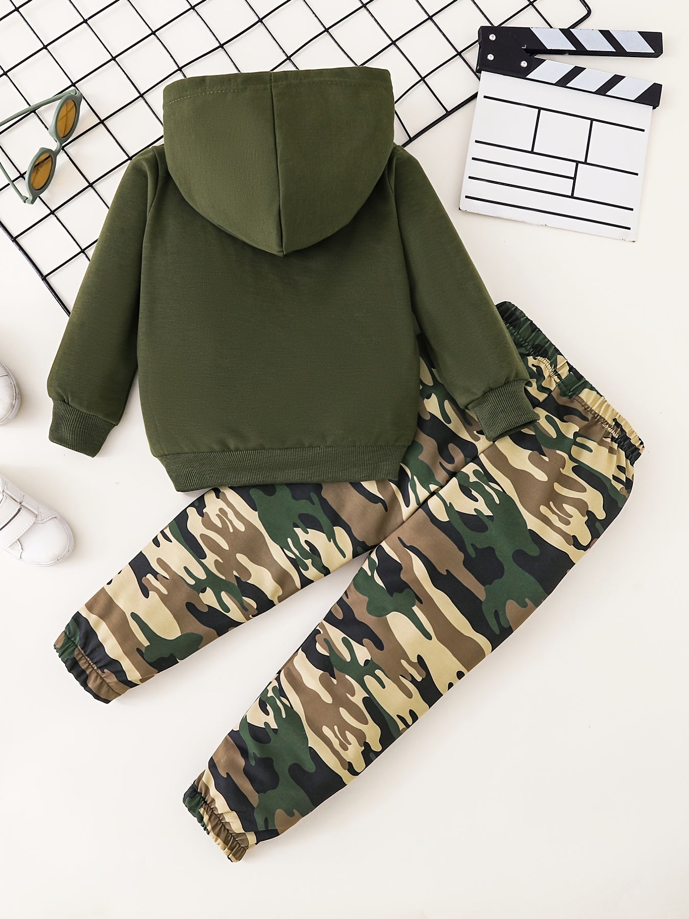 Boy's Casual Hoodie With Slogan + Camo Pants For Autumn & Winter Daily And Outdoor Wear