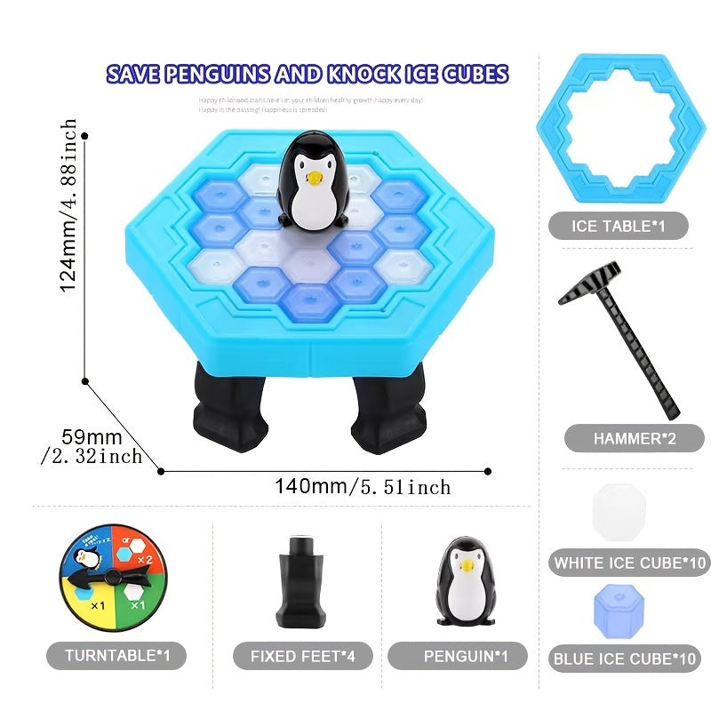Save the Penguins Family Game - Interactive Ice Knocking Board Toy with Colorful & White Plastic Pieces, Educational STEM Fun for Youngsters