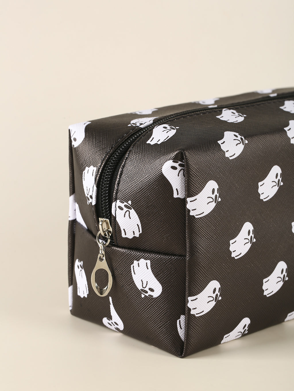 Halloween Little Ghost Print Makeup Pouch Zipper Roomy Square Cosmetic Bag Travel Accessories Organizer Halloween Gift For Friends Men Women