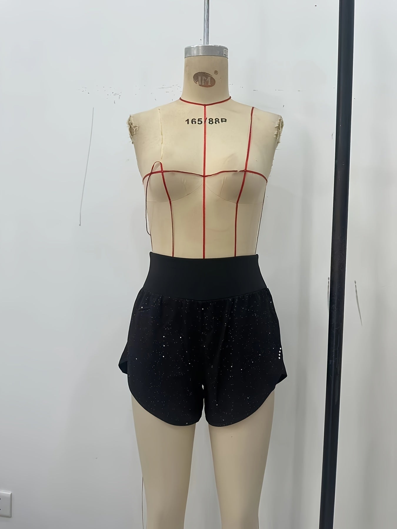 [Yoga Activewear] Women's Light Blue Yoga Shorts - Casual & Loose-Fit, High-Waisted with Ruffle Detail, Stretchy Polyester-Elastane Blend, Machine Washable, Perfect for Spring/Summer/Fall