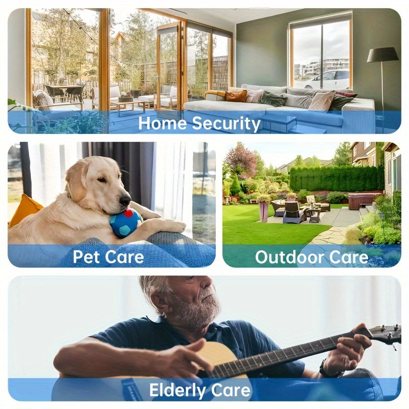 3MP HD Smart Robot Security Camera with 360° Night Vision, Two-Way Audio, Motion Detection & Wi-Fi - Indoor/Outdoor Wireless Pet & Home Surveillance System, 1296P HD Video, App-Controlled Robot Camera for Bedroom, Living Roo