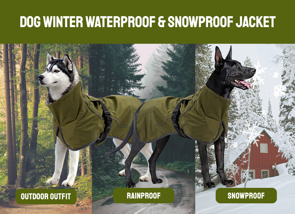 Double-Layer Winter Dog Jackets, Dog Coats For Large Dogs In Winter, Dog Raincoat - Waterproof Dog Clothes Christmas Gift