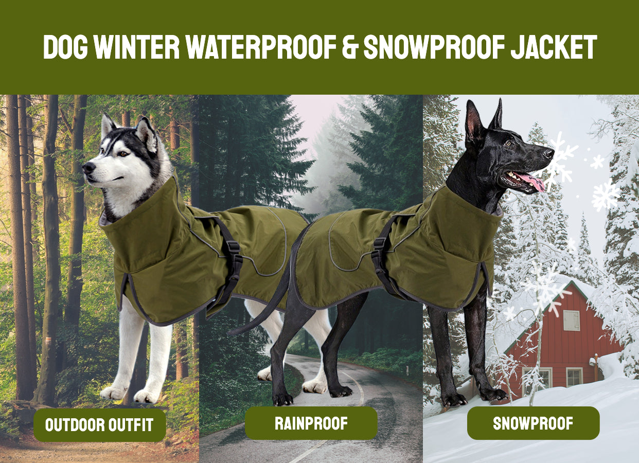 Double-Layer Winter Dog Jackets, Dog Coats For Large Dogs In Winter, Dog Raincoat - Waterproof Dog Clothes Christmas Gift