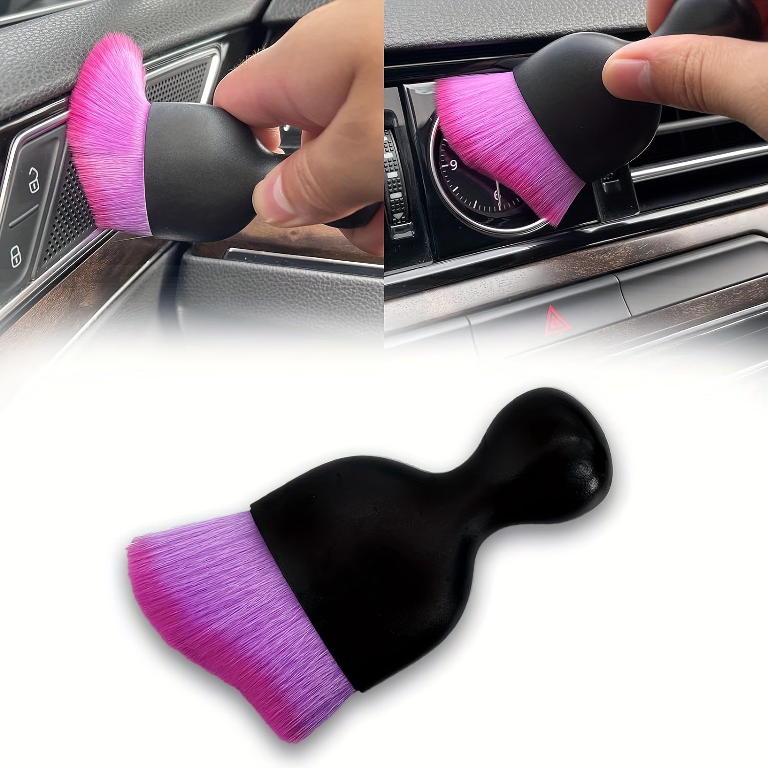 [Compact Size] Dual-Color Soft Bristle Car Interior Detailing Brush - Ergonomic Handle, Air Vent Dust Removal, Comfort Grip for Easy Cleaning and Maintenance