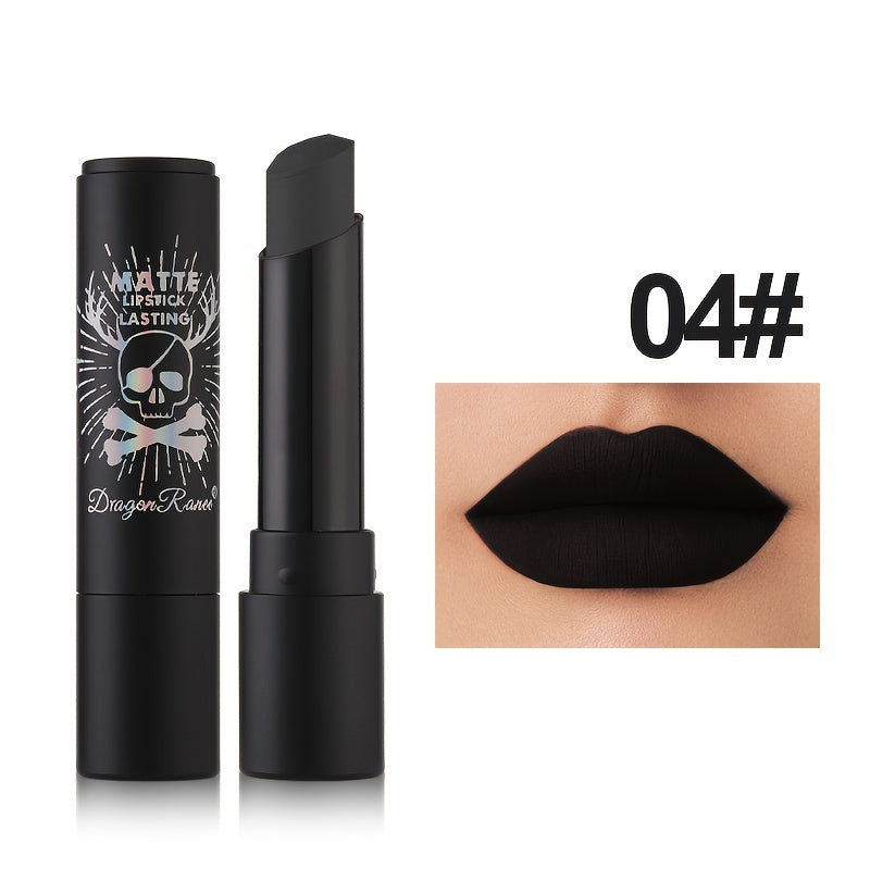 Matte Velvet Lipsticks,Black Color Long Lasting Moisturizing Smudge Proof Labiales Mate 24 Horas Originales Natural Matte Lipstick For Women Halloween Lip Tint Stain Makeup Set Vegan