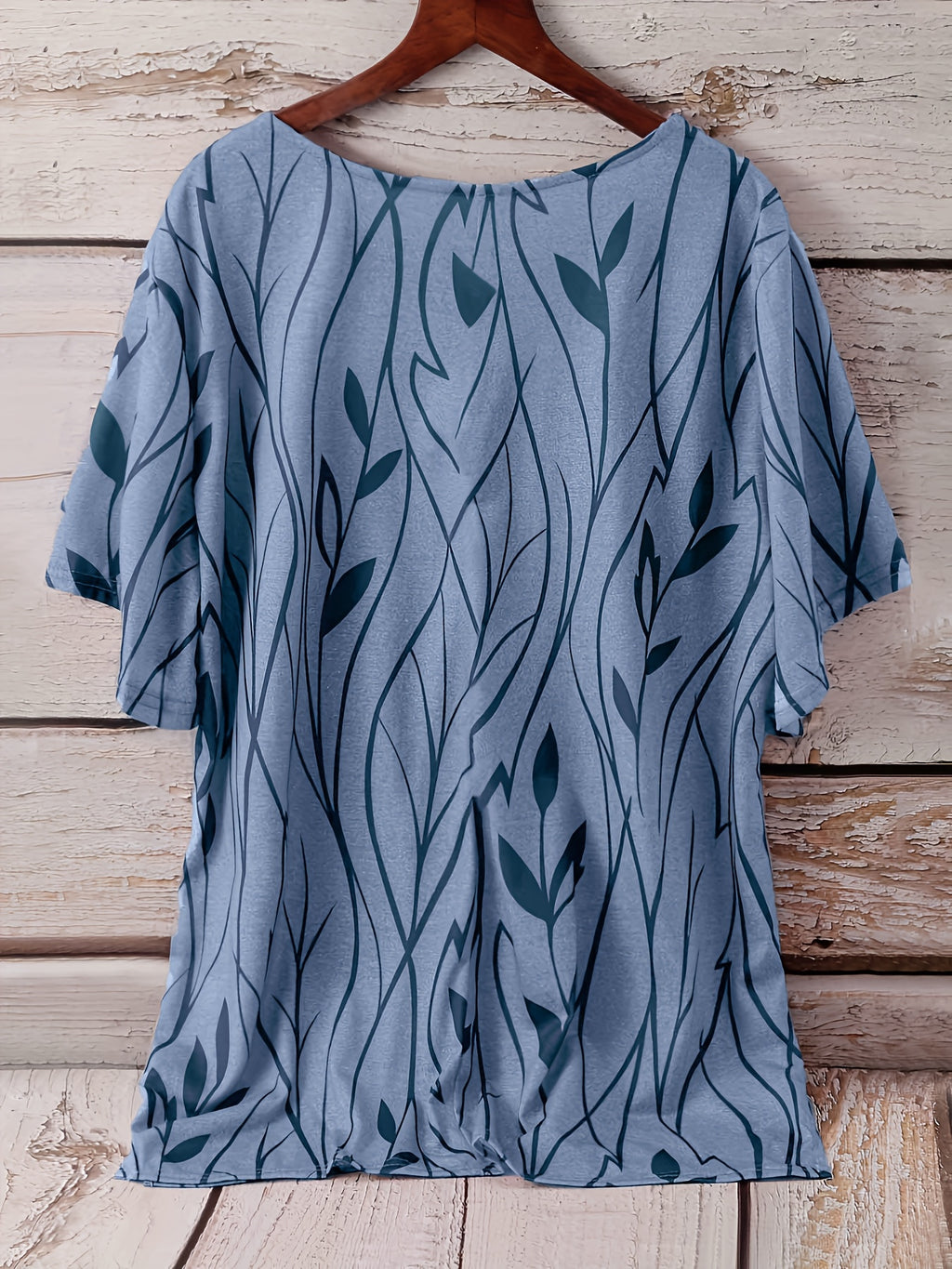 [Plus Size Elegant Floral Tee] Plus Size Elegant T-shirt, Women's Plus Casual Floral Print Round Neck Half Sleeve Tee