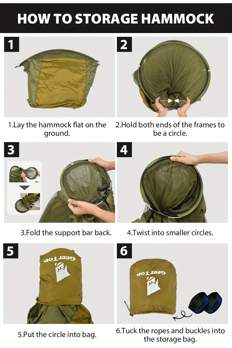 GEERTOP 3in 1 Outdoor Hammock with Mosquito Net Sun Shelter Rainfly, Double Sleep Rest Camping Hammock for Backpacking Travel Garden Park