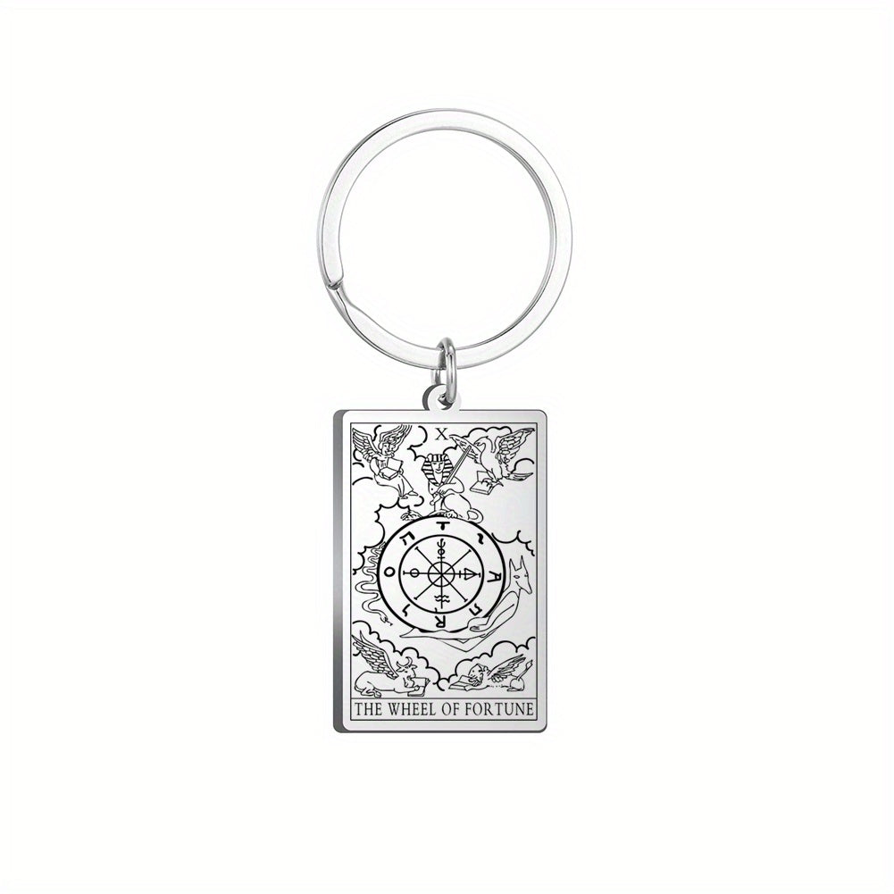 Vintage Stainless Steel Major Arcana Tarot Pendant Keychain - Powerful Divination Tool and Fashion Accessory
