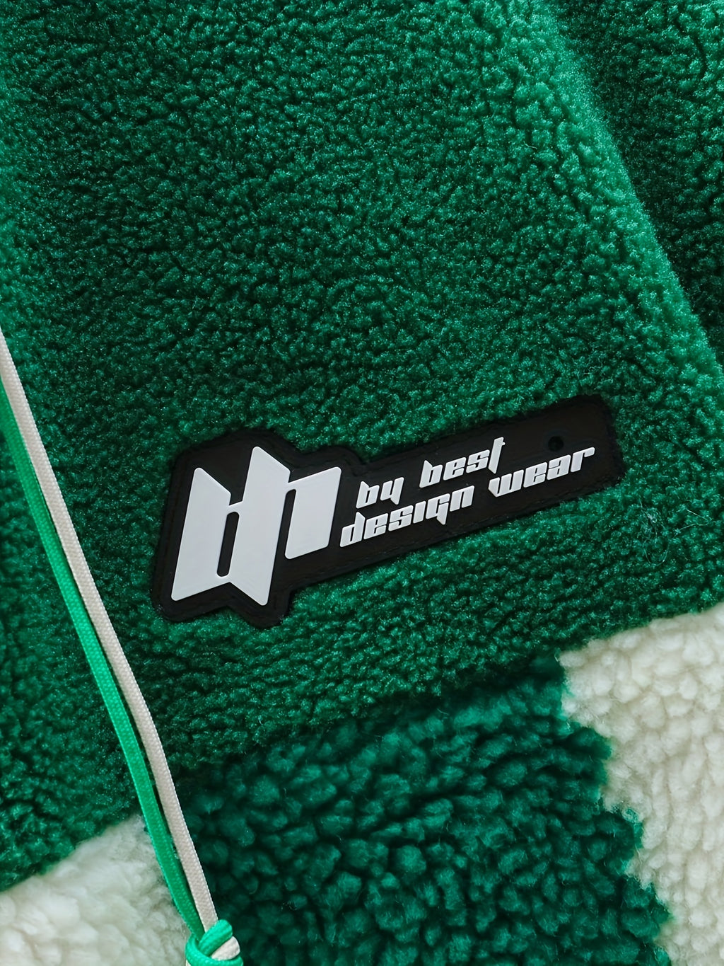 [Plush Winter Coat] Blue & White Plush Checkered Winter Coat | Men's Loose Fit, Stand Collar, Zip-Up Jacket with Drawstring Hood, Casual Style for Fall/Winter