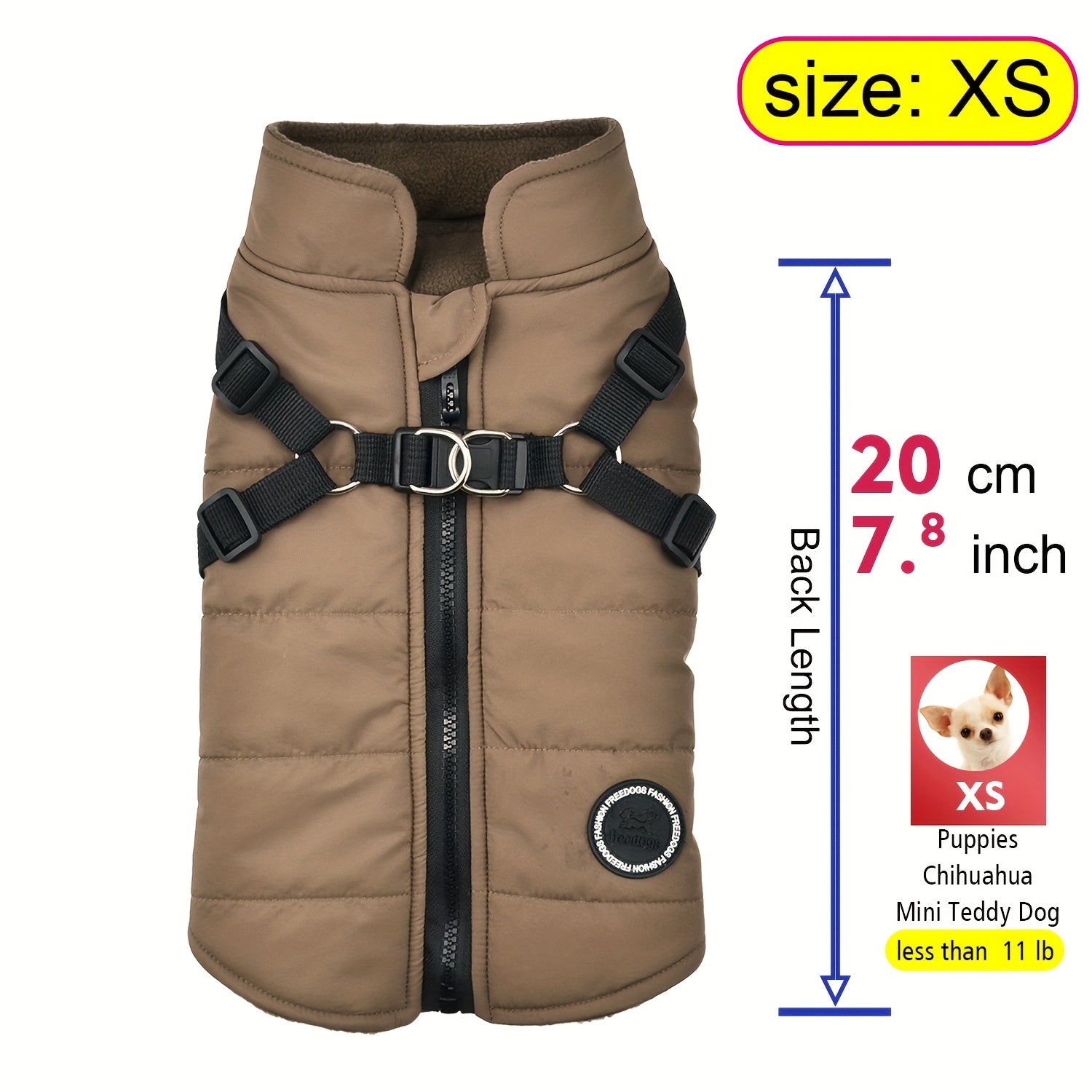 Warm Padded Dog Vest with Harness for Small and Medium Dogs - Red Coat for Extra Comfort and Security Christmas Gift
