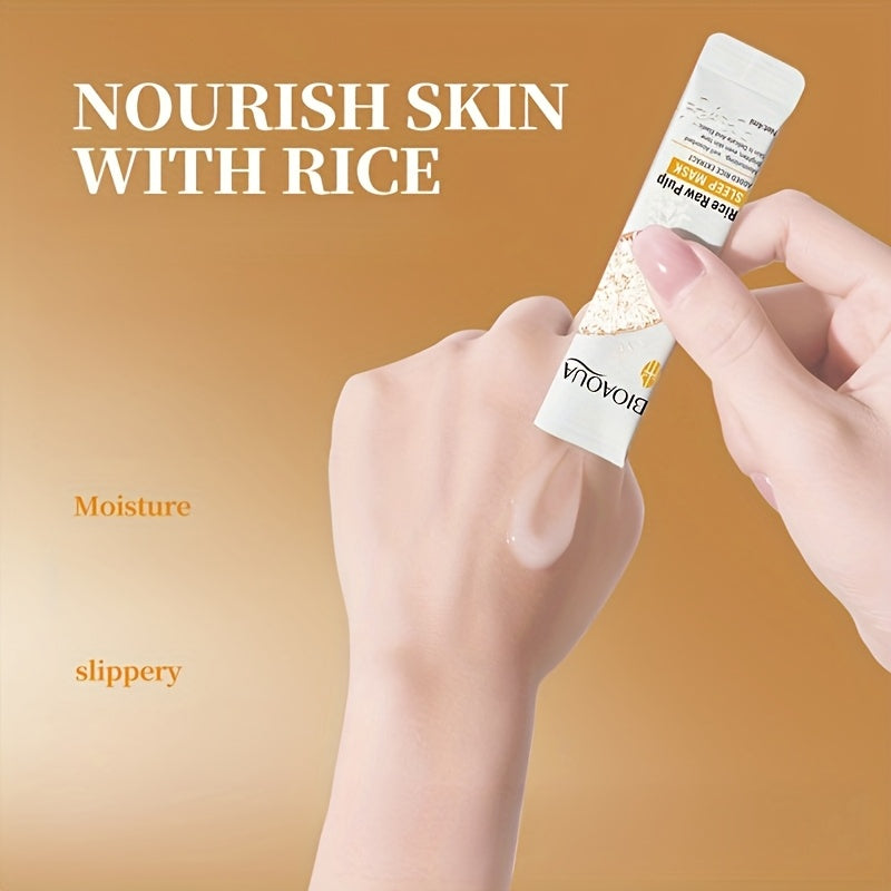 Rice Sleeping Mask for Hydration And Moisture, Firms And Nourishes Facial Skin, No Rinse Needed, Easy to Apply, Suitable for Women'S Skincare, Freeze Mask, Travel-Friendly Packaging.