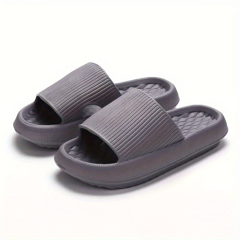 Simple Solid Color Slides, Casual Open Toe Soft Sole Shoes, Comfortable Indoor Home Bathroom Slides