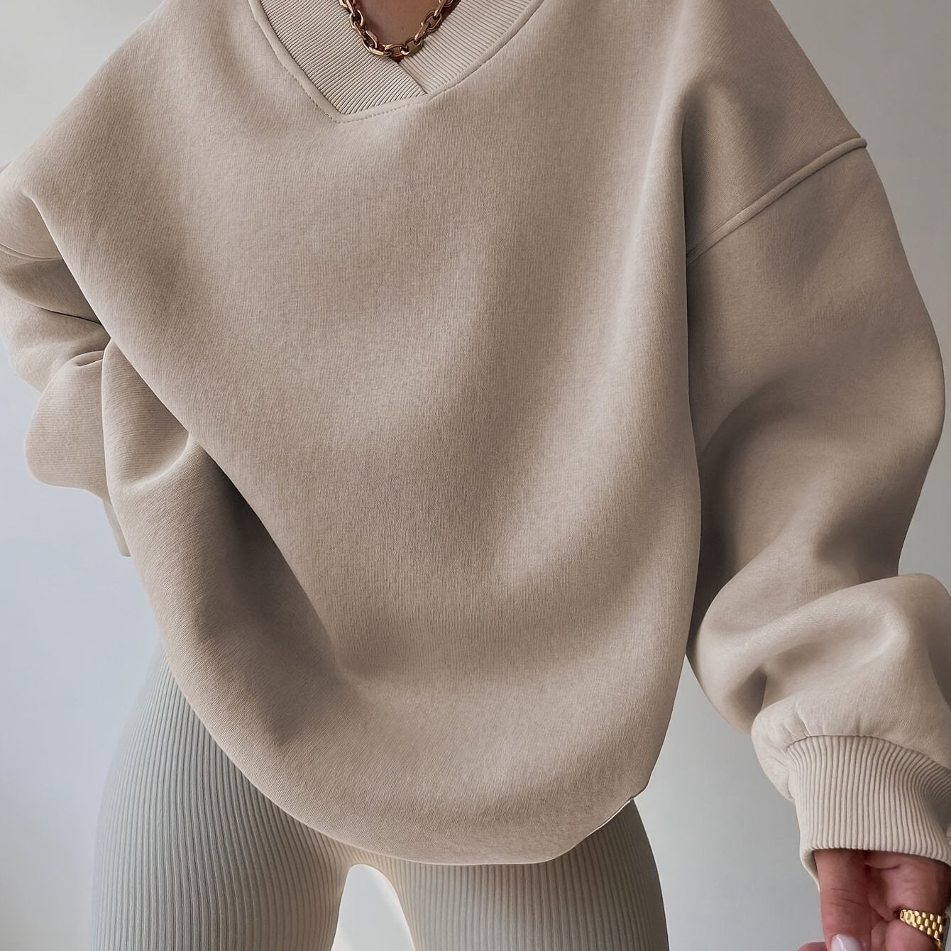 Solid Drop Shoulder Pullover Sweatshirt, Casual Sporty Long Sleeve Sweatshirt, Women's Clothing