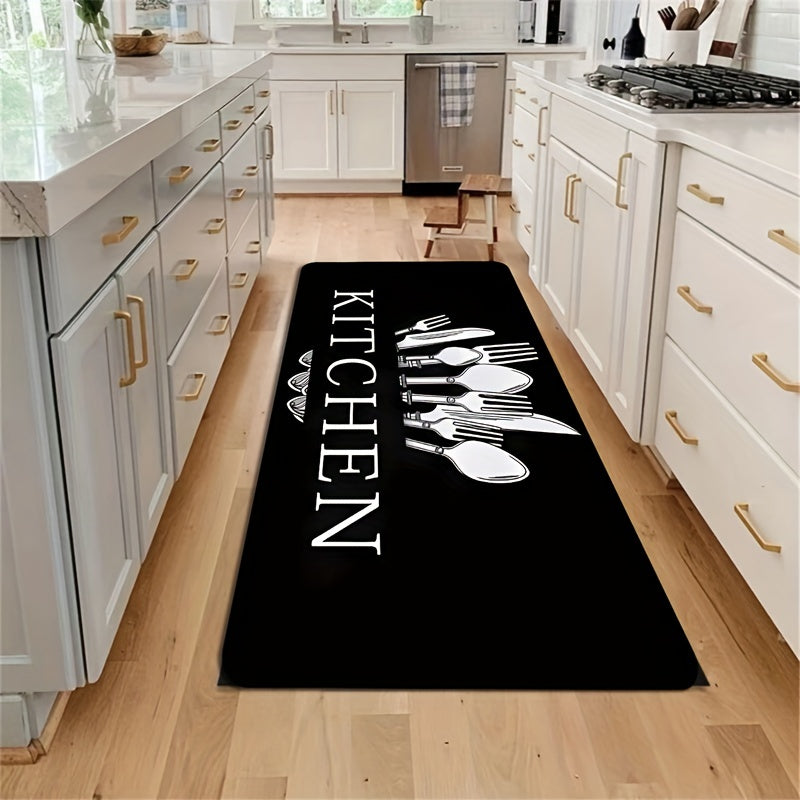 Black Tableware Mat - 1 Piece Kitchen, Bathroom, Living Room, Bedroom, and Entrance Common Carpet
