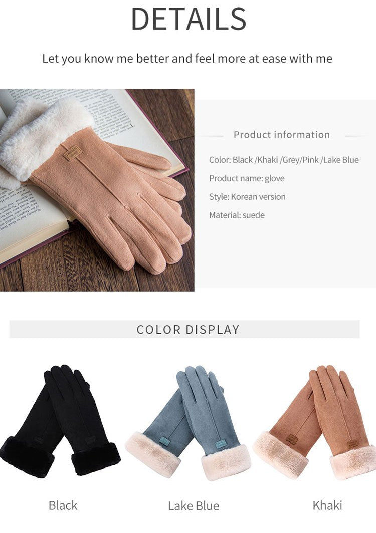 [Women's Winter Gloves] Cozy Touchscreen-Compatible Winter Gloves for Women - Plush, Thickened Five-Finger Design for Warmth and Comfort During Outdoor Activities, Students, Riding