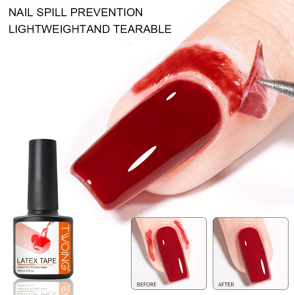 8ml Liquid Latex For Nails, Fast Drying Liquid Latex Nail Polish Barrier Peel Off Latex Tape, Nail Polish Skin Protector Cuticle Guard For Fingers Nail Painting For Various Nail Art, Without acetone
