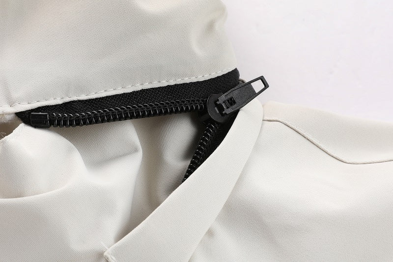 Men'S Winter Windbreaker Jacket with Lamb Fur Collar, Polyester 100% Windproof Zippered Sports Jacket, Alphabet Pattern, Regular Sleeve, Casual Outdoor Wear, H Fit, 150g/m² Fabric Weight