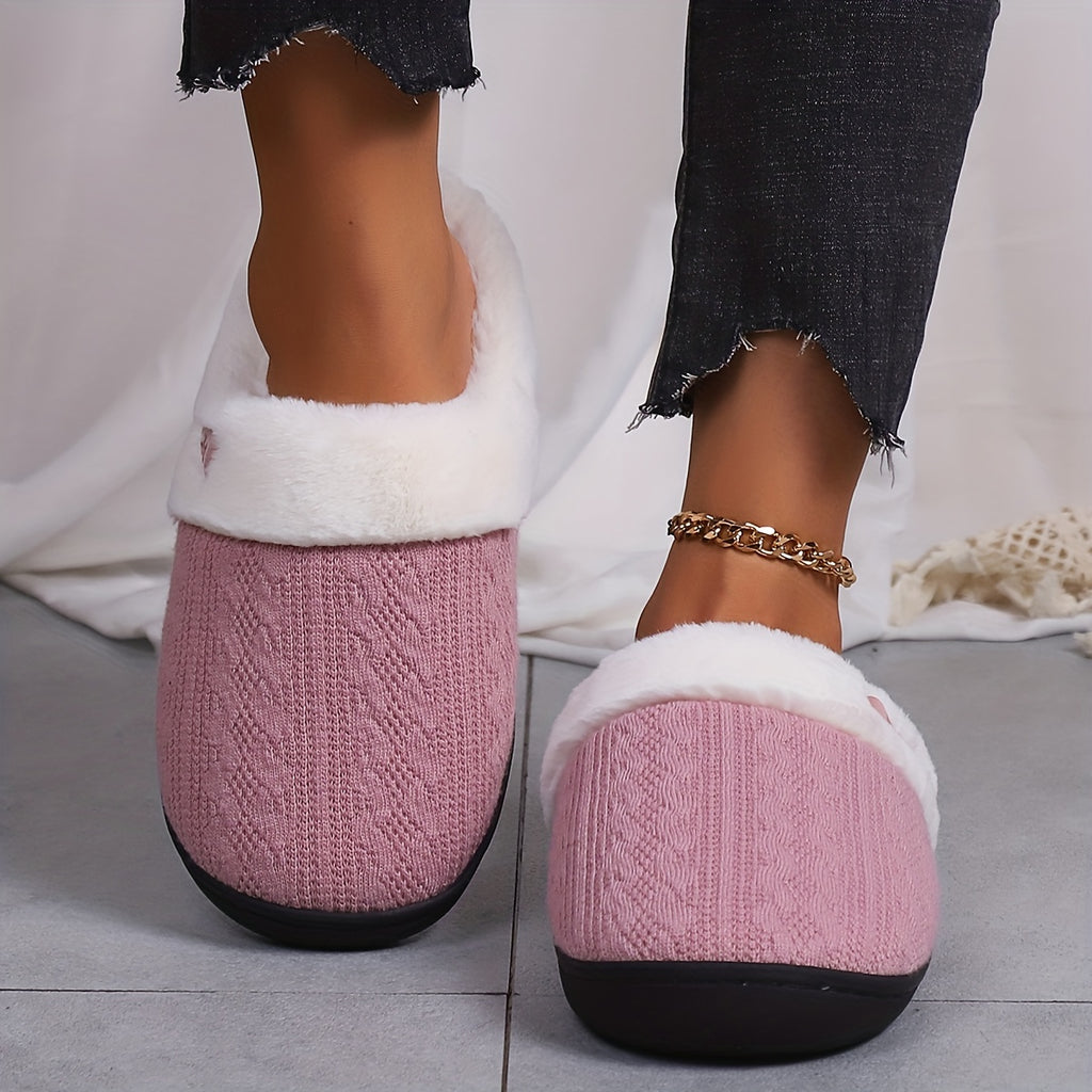 Women'S Plush Slippers - Winter Warm Soft Indoor/Outdoor House Shoes with Plush & TPR Sole, Soft Fabric Upper & Cushioned Insole - All-Season Cozy Slip-Ons in, Indoor Footwear, Minimalist Design, Comfortable Footwear, Stylish