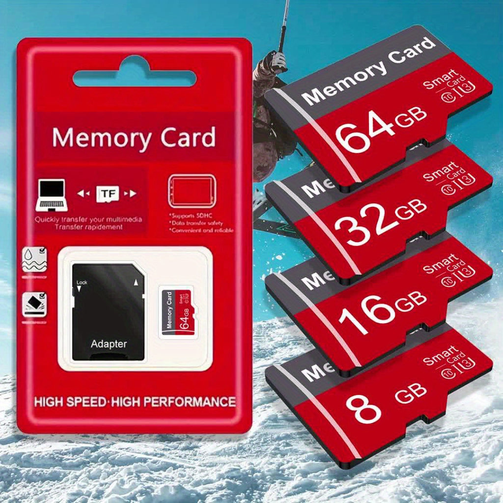 [High Speed Memory Card] High Speed 1pc Memory Card 64GB 32GB 16GB With Adapter | Flash TF Card 8GB 4GB 2GB 1GB, A1 C10 Memory TF Card For Tablet/Camera/Mobile Phone/Laptop/PC/Car Audio/Game Console/Audio - Store Your Files S