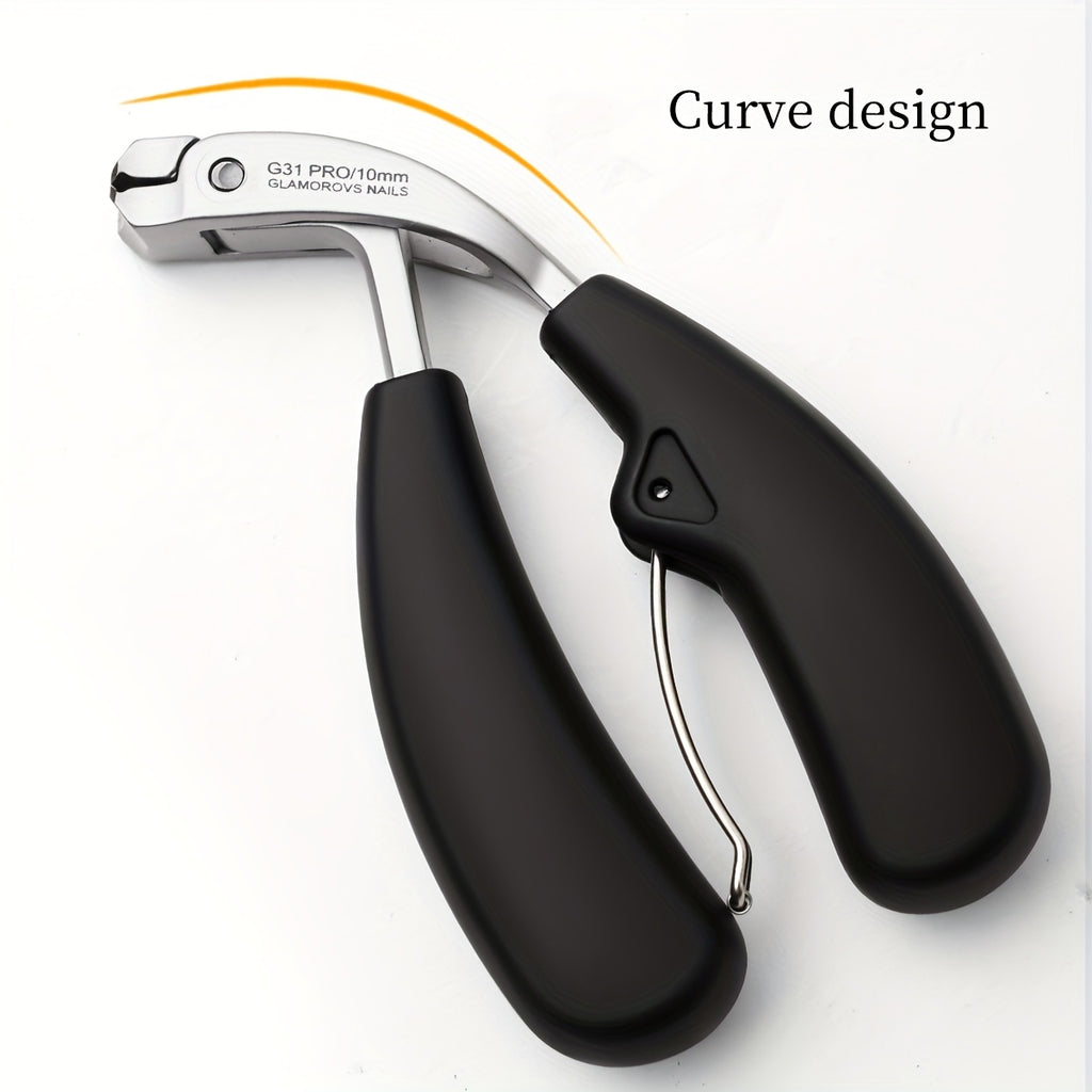 1pc G31 Premium Nail Clippers, Modern Design with Stainless Steel Blade, Concave Edge & Wide Opening for Thick Nails, Anti-Splash Long Handle, Arc Shape Cuticle Trimmer