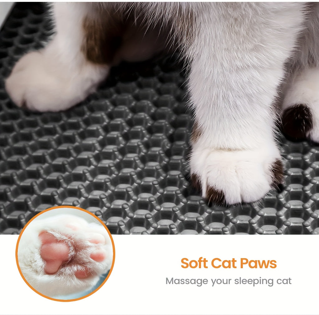 Cat Litter Mat, Beautiful Honeycomb Cat Litter Box Catcher Pad, Suitable for Cats, Odor Control Double Layer, Urine Waterproof, Washable, Phthalate-Free