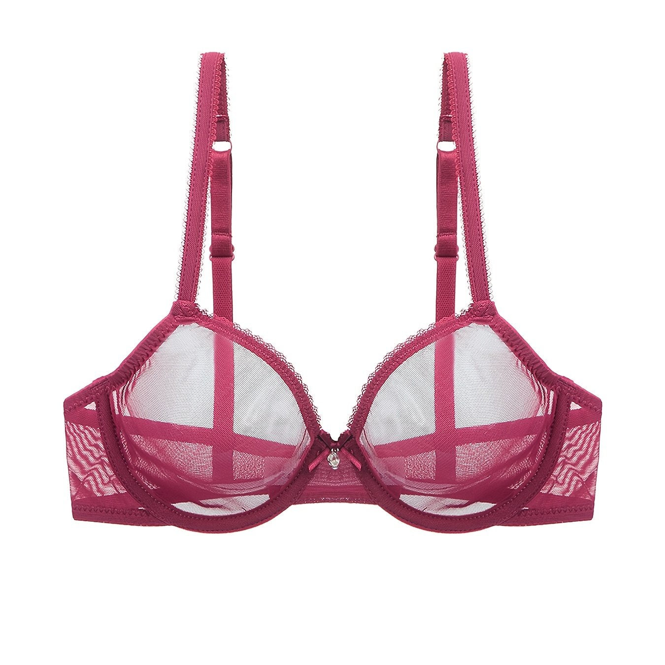 Transparent Mesh Thin Unlined Bra, Breathable Sheer No Pad Knitted Fabric Everyday Intimates Bra, Women's Lingerie & Underwear