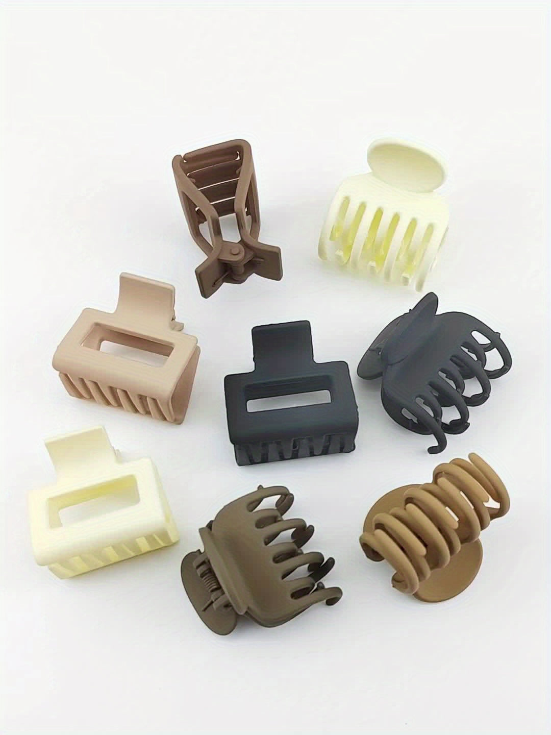 4pcs/8pcs Medium Claw Hair Clips for Women, Matte 1.6 Inch Rectangle Double Row Teeth Hair Claw Clips for Thin/Medium Fine Hair, Non Slip Jaw Clips, Formal Hairstyles, Wedding Hair Clips, Matte Finish, Smooth Grip, Durable Cl
