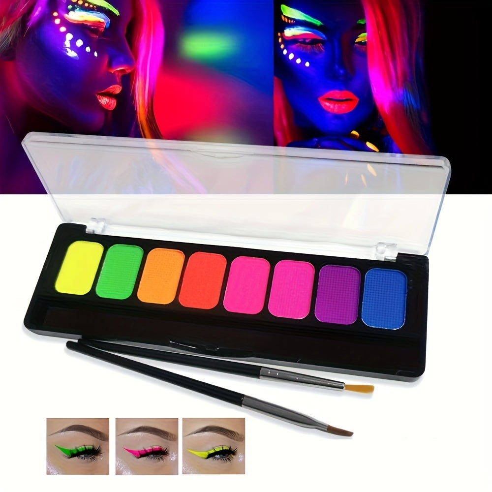8-Color Water-Soluble Makeup Palette for Art, Halloween, Mardi Gras, Parties and Cosplay - Water-Activated Eyeliner and Facial Paint with Easy Clean-Up