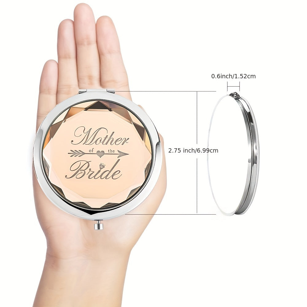 2pcs Portable Foldable Makeup Mirror With Stainless Steel Frame For Mother Of The Bride And Mother Of The Groom, Wedding Party Gift - Mother's Day Makeup Mirror
