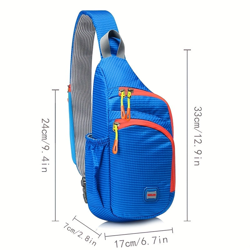 Waterproof Nylon Fanny Pack, Trendy Zipper Sling Bag With Side Pocket For Outdoor Sports