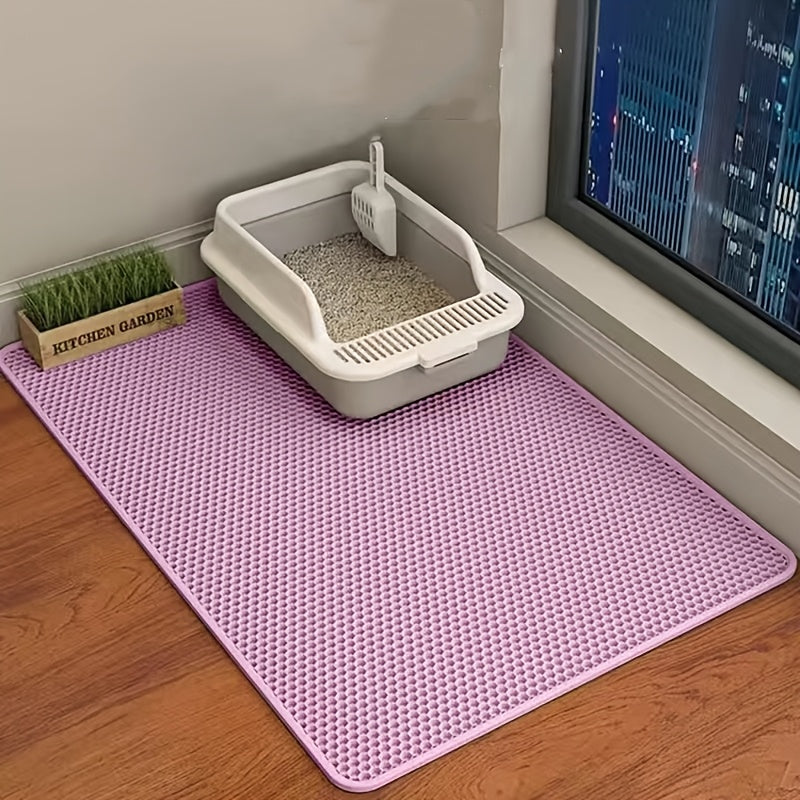 Cat Litter Mat, Beautiful Honeycomb Cat Litter Box Catcher Pad, Suitable for Cats, Odor Control Double Layer, Urine Waterproof, Washable, Phthalate-Free