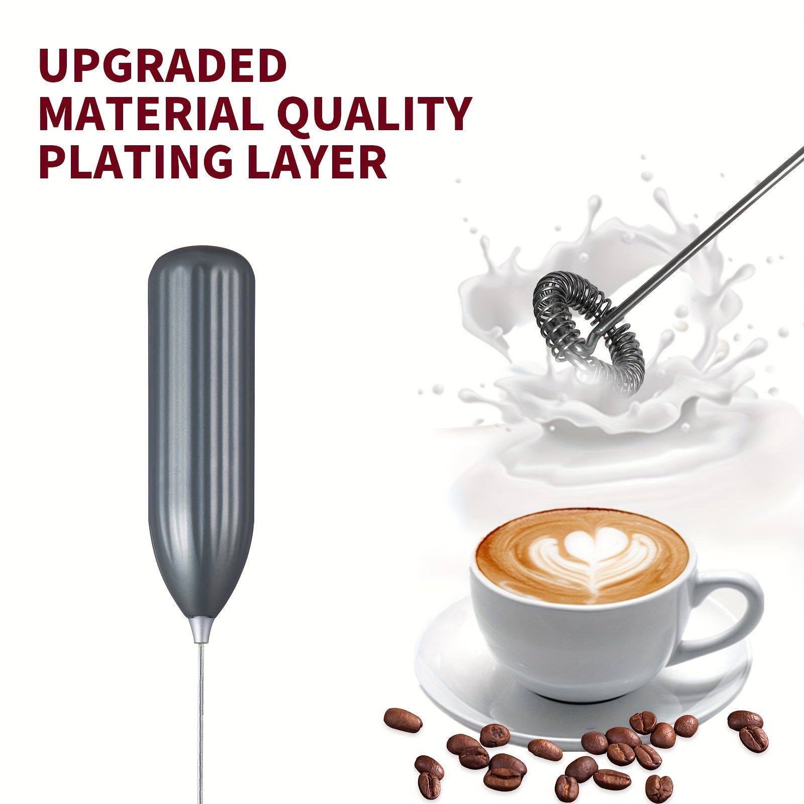1pc, Lalayuan Powerful Electric Milk Frother, Mini Milk Foamer, Battery Operated (Not Included) Stainless Steel Drink Mixer, Handheld Electric Whisk For Coffee, Latte, Cappuccino, Chocolate, Matcha
