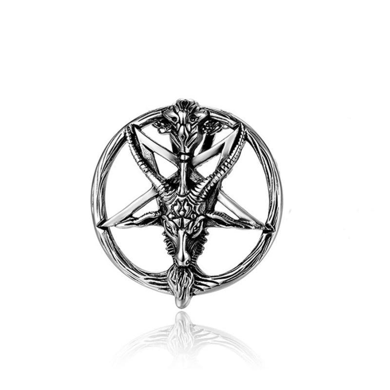 Gothic Pentagram Antelope Head Pendant Necklace for Men Punk Rock Biker Jewelry Gift