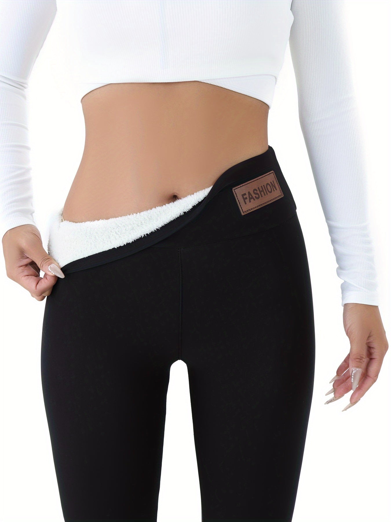 Autumn and Winter Fashion Label Tight Body Warm and Comfortable Tight Bottoms, High Elastic Warm Women's Sportswear