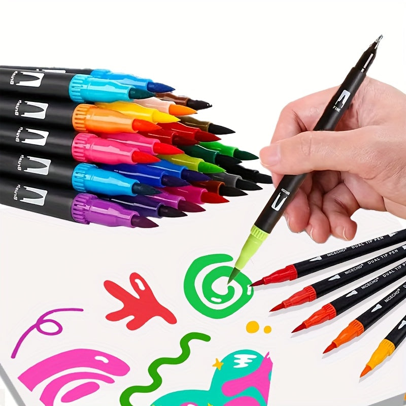 Double-headed Marker Pens, Painting Watercolor Pens, Art Special Hook Line Pen Set, Graffiti Stroke Hook Line Pens Christmas Halloween Gifts Easter Gift -winter, new year