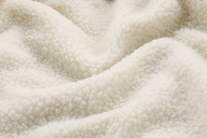 Men'S Winter Windbreaker Jacket with Lamb Fur Collar, Polyester 100% Windproof Zippered Sports Jacket, Alphabet Pattern, Regular Sleeve, Casual Outdoor Wear, H Fit, 150g/m² Fabric Weight