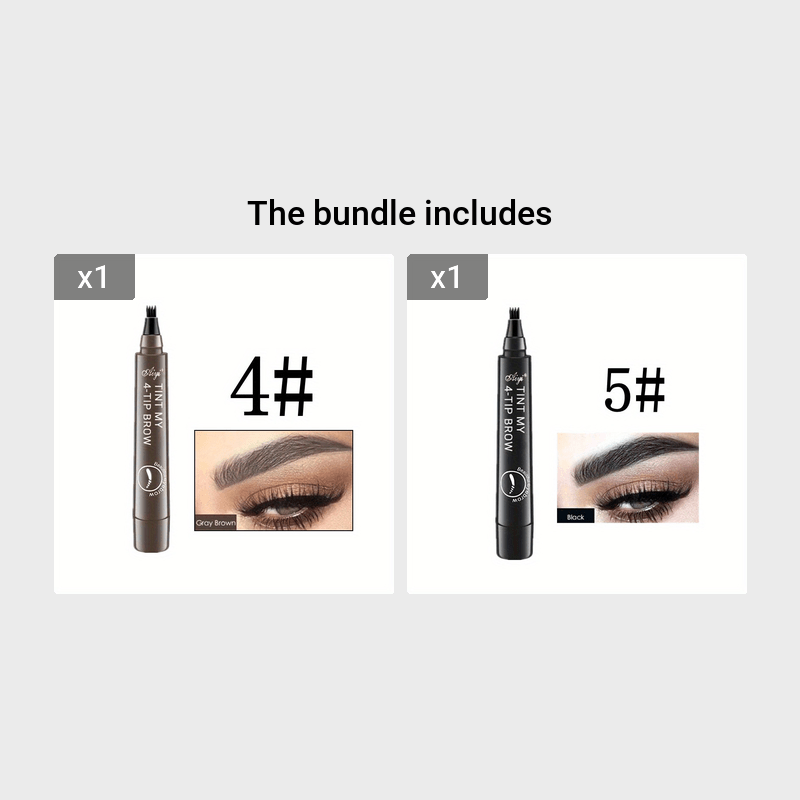 5 Colors Eyebrow Pencil, 4 Split Tip Liquid Eyebrow Pen Beard Filling Pen, Eyebrow Styling Makeup Tool