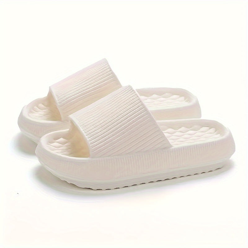 Simple Solid Color Slides, Casual Open Toe Soft Sole Shoes, Comfortable Indoor Home Bathroom Slides
