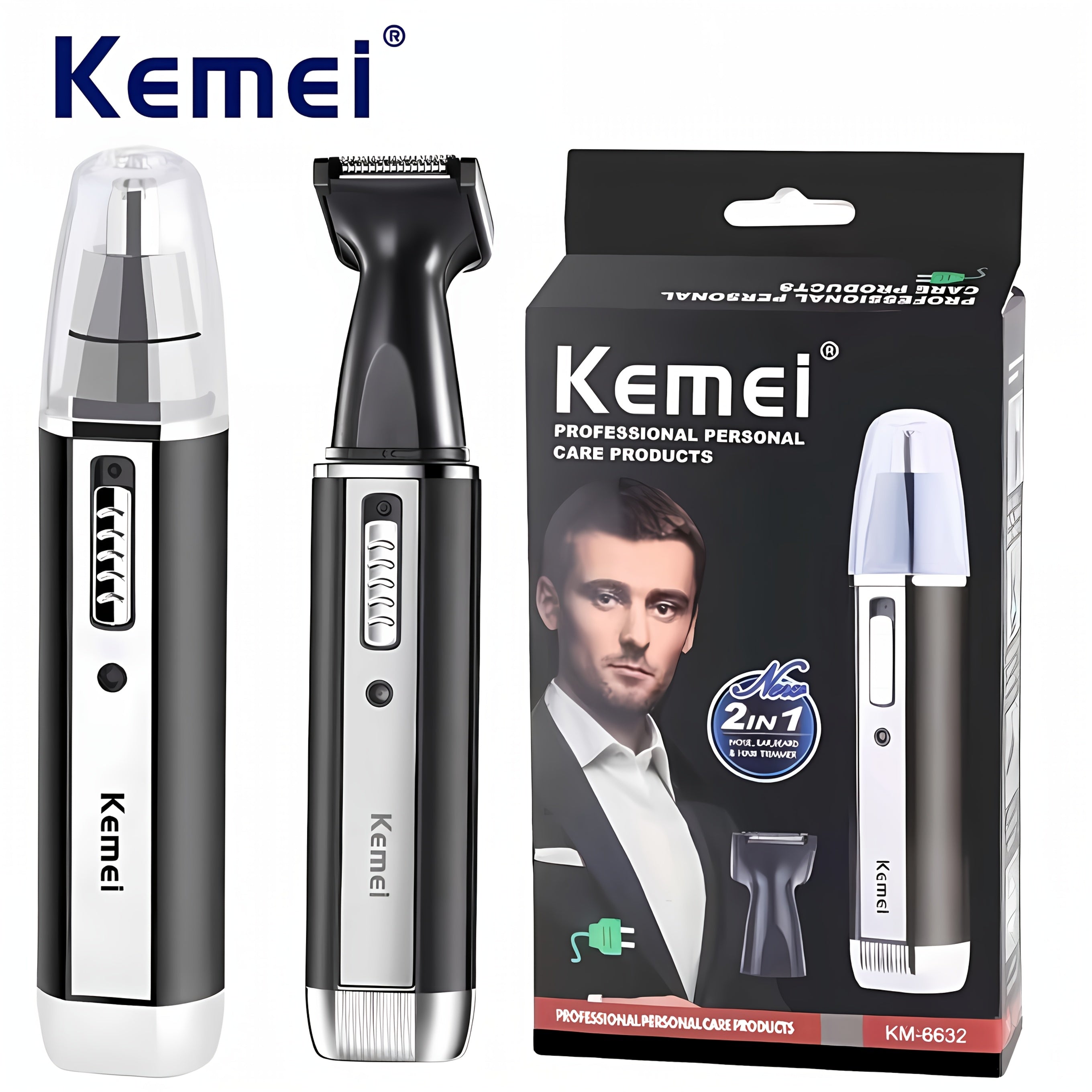 [4-in-1 Professional Grooming Kit] Kemei 4-in-1 Professional Grooming Kit, USB Rechargeable Nose & Ear Hair Trimmer, Beard and Eyebrow Razor, Men'S Personal Care Tools with Nickel Battery, ≤36V Operating Voltage