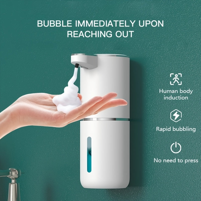 12.85oz Automatic Soap Dispenser with Touchless Sensor - Wall-Mounted, Rechargeable Lithium Battery, USB Charging, Modern Design for Bathroom And Kitchen, Bathroom Soap Dispenser|Modern Soap Dispenser|Touchless Soap Dispenser