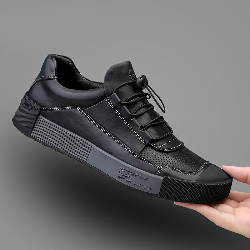 Men's Genuine Leather Lace-Up Shoes - Minimalist Formal & casual Shoes, Cushioned Insole & Non-Slip Rubber Sole for Office, Everyday, Semi-Formal Events - All-Season Everyday dress shoes, Office Footwear, Stylish Footwear, Br