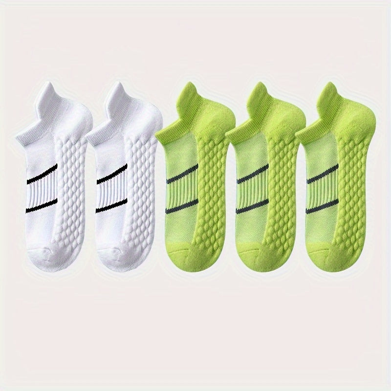 5 Pairs of Thin Mesh Men's Professional Sports Socks, Breathable Sweat-absorbing Anti-odor with Ear Lifting Heel Guard