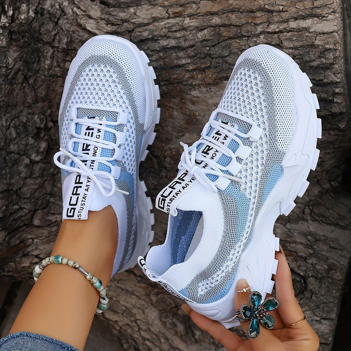 Women's Colorblock Knitted Sneakers, Stylish Breathable Low Top Running Trainers, Comfy Outdoor Sports Shoes