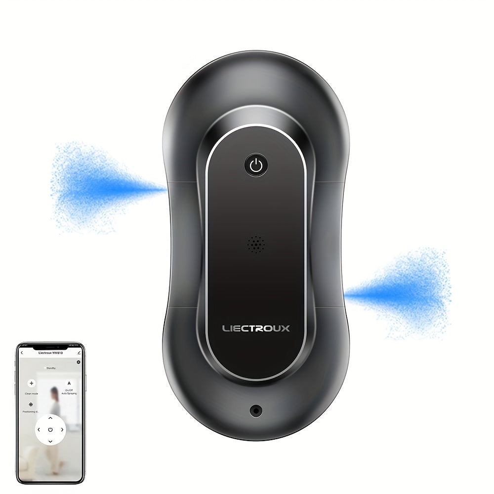 Robot Window Cleaner Liectroux YW810, 2-Way Water Spray, Ultra-thin, Robot Vacuum Cleaner For Windows, Home Electric Glass Washer & Wiper, Dry & Wet Mopping, AI Route, Brushless Motor, APP & Remote Control, Quadruple Security