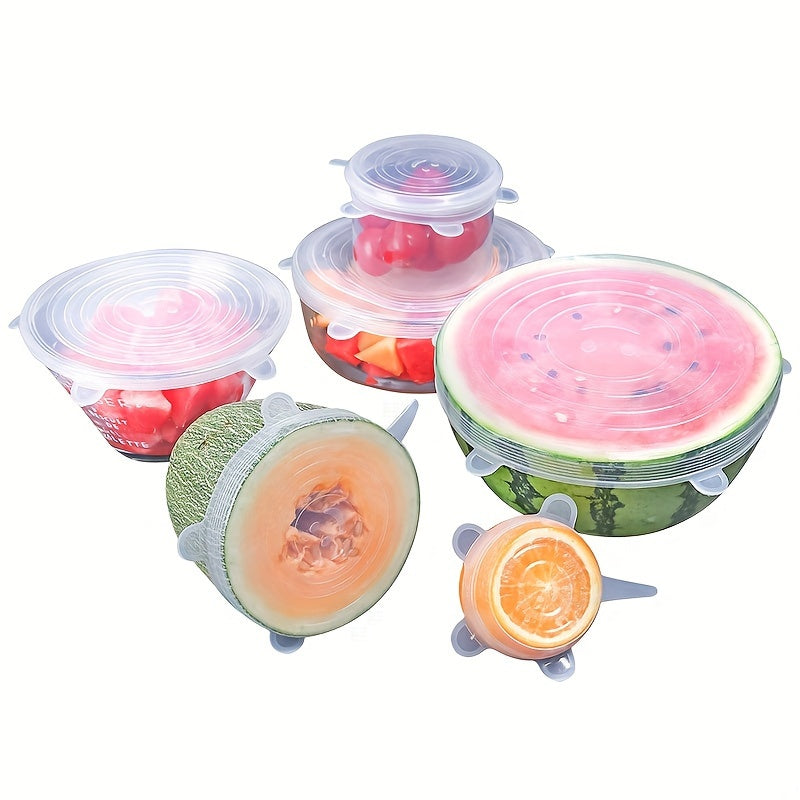 6-Pack Silicone Elastic Lids, Reusable Durable Food Storage Bowl Covers, BPA-Free, Dishwasher & Freezer Safe, Kitchen Accessories